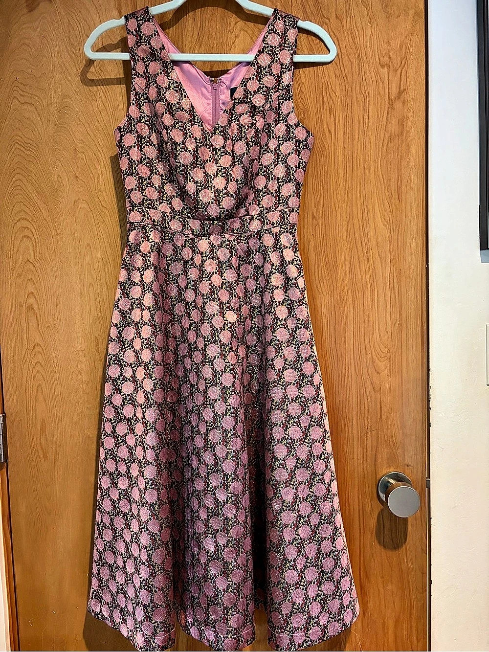 ModCloth Pink & Black Geometric Midi Dress Like New 0